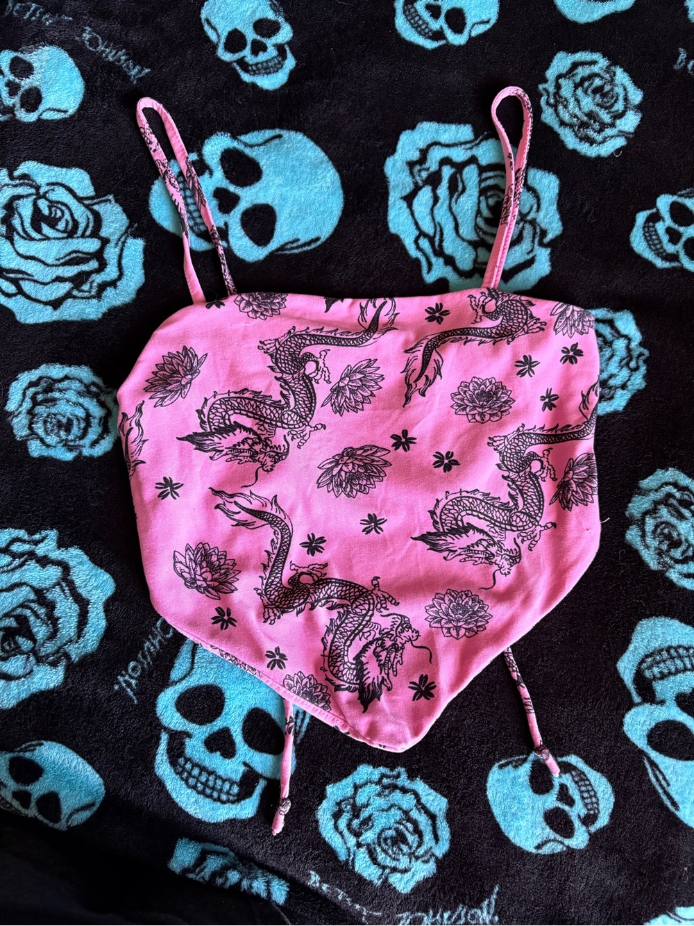 Pink Dragon Print Handkerchief Cami Top